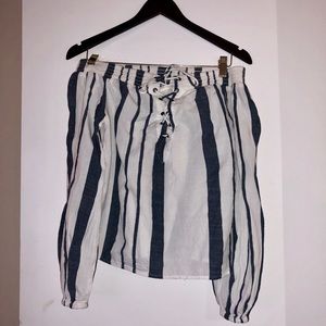 Missguided Striped Off the Shoulder Top